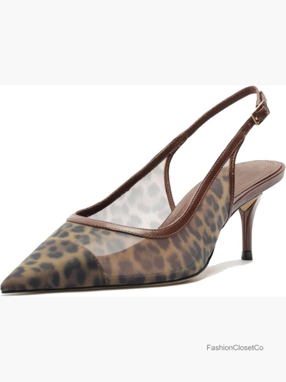 Mesh Kitten Heels Slingback Pointed Toe Low Heel Elegant Dressy Comfort